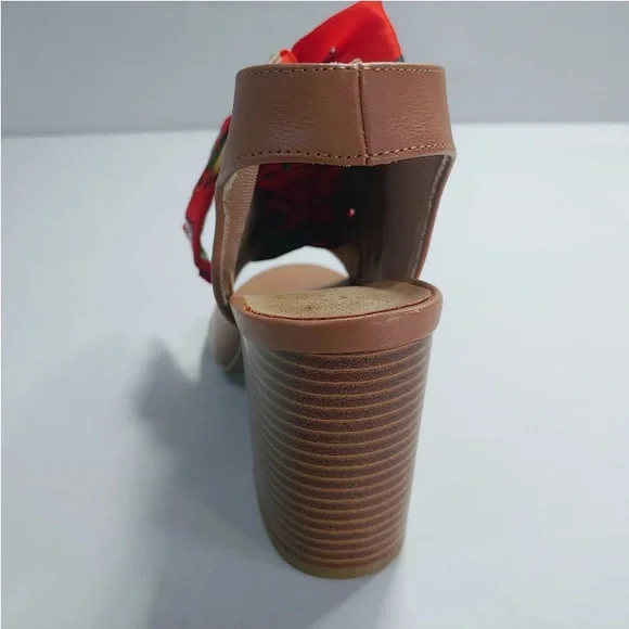 Sz 5.5 Tan Womens Bamboo heels sz 5.5 Scarf Ties - Picture 7 of 10